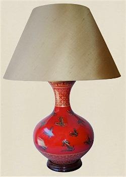 ALEXANDERS 34 CM  BUTTERFLY/RED THICK BASKET LAMP